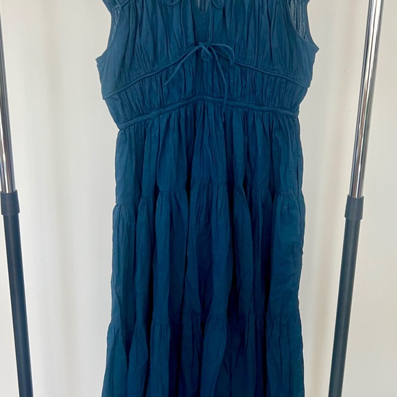 Like New Lucky Brand Cotton Tiered Dress with Ties Navy L - Picture 6 of 6